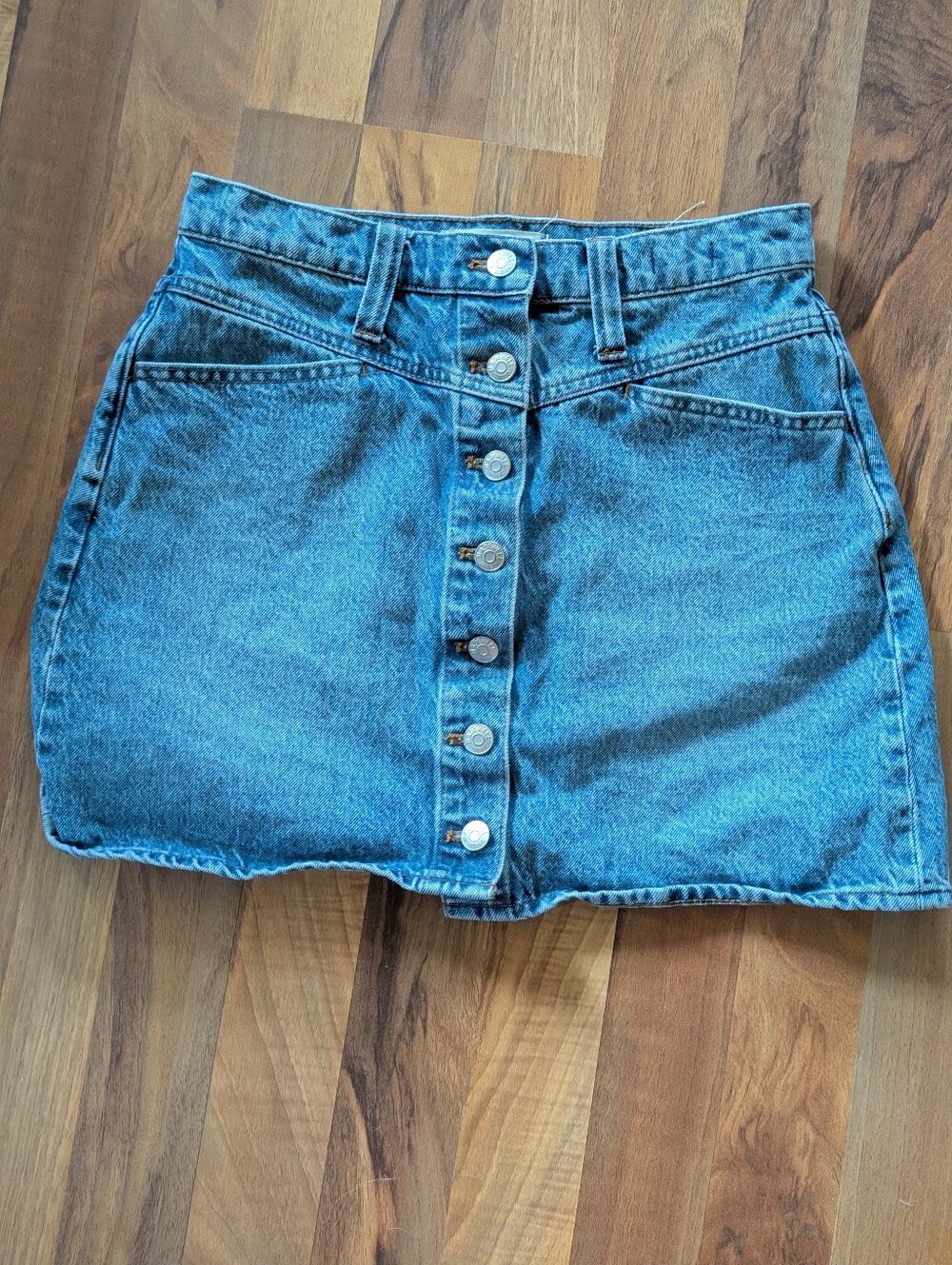 Madewell Blue Button-Front Denim Mini Skirt